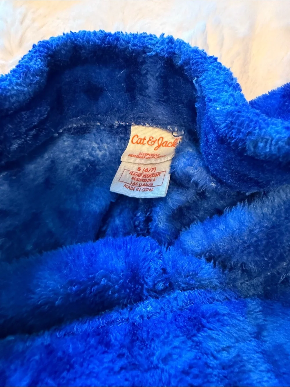 Cat & Jack Bright Blue Plush Pajama Set with Smiley Patch